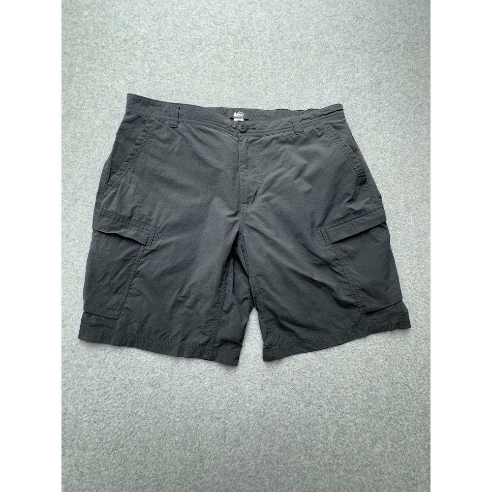 REI Co-op Cargo Shorts Mens 38 Gray Nylon 9 Inseam Relaxed Fit Outdoor Summer